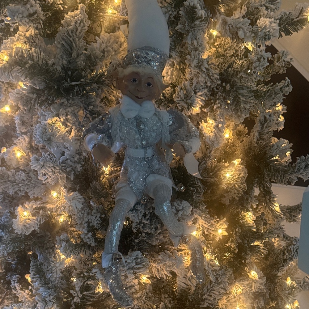 Glittering Silver Elf Ornament